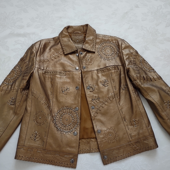 Chico's Jackets & Blazers - Studded leather Limited Edition jacket southwestern motif embellished